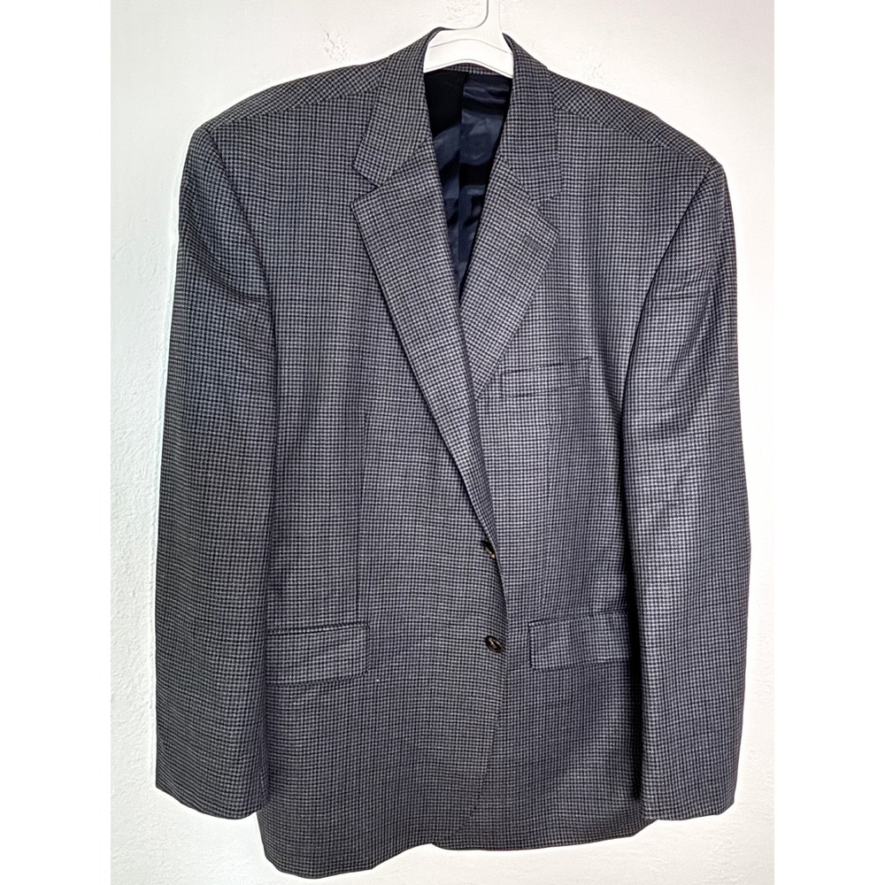 Lauren Ralph Lauren Mens Grey Houndstooth Pure New Wool Blazer Sport Coat Jacket